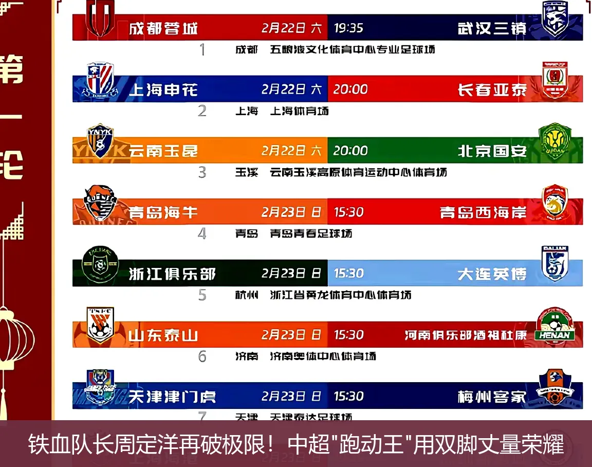 铁血队长周定洋再破极限!中超